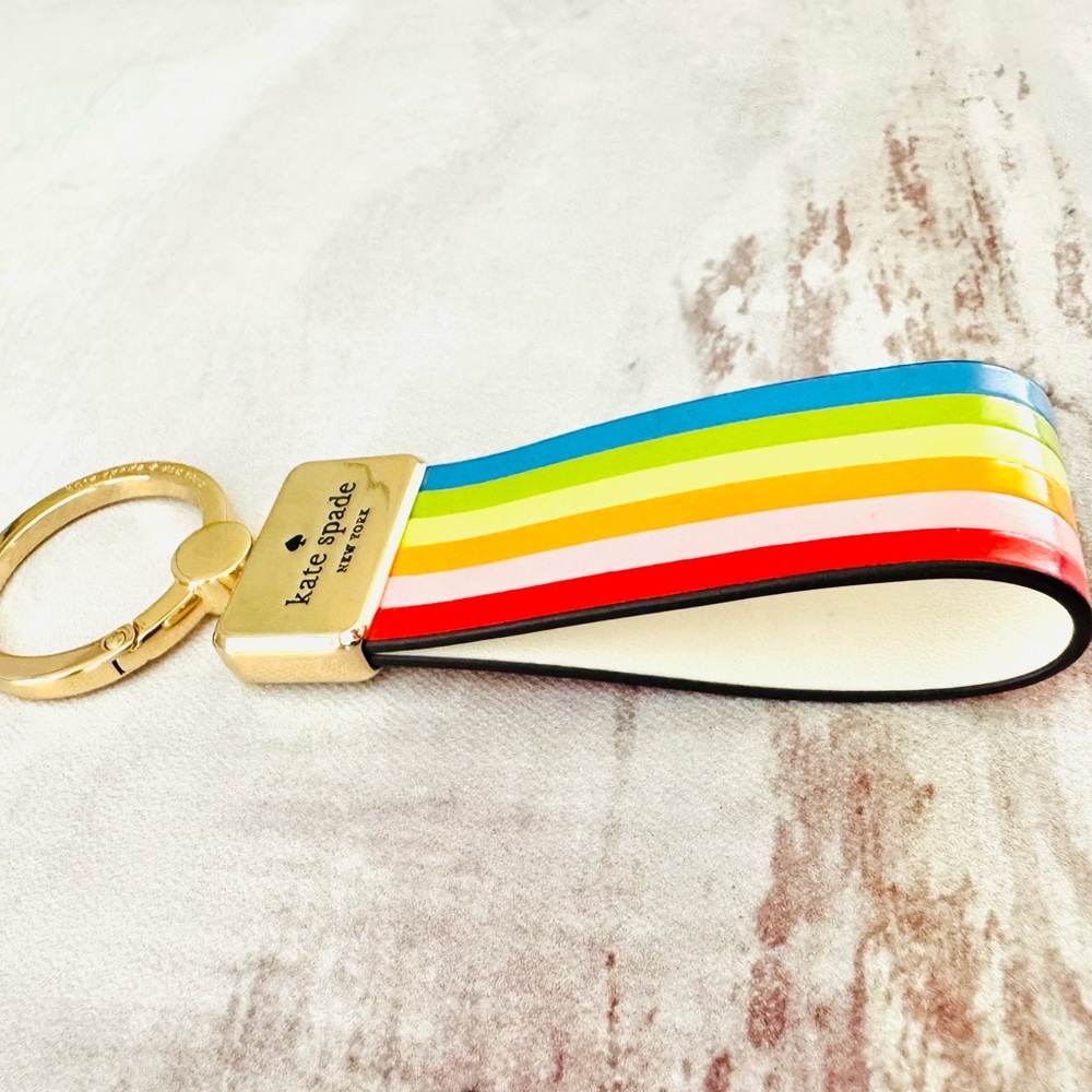Kate Spade Rainbow Reegan Leather Keychain or Bag Charm Strap - Authentic - Picture 7 of 10
